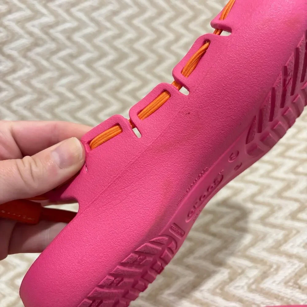 CROCS Womens Springi Bungee Pink Orange Slingback Ballet Flats - Picture 8 of 8